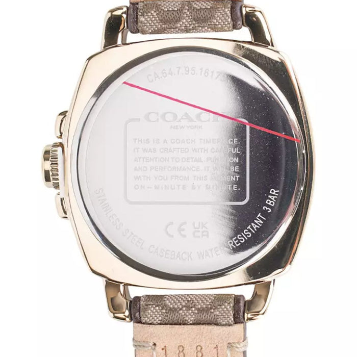 Coach Women’s Gold-Tone Crystal Bezel Watch with Brown Leather Strap 14503150 - Authentic