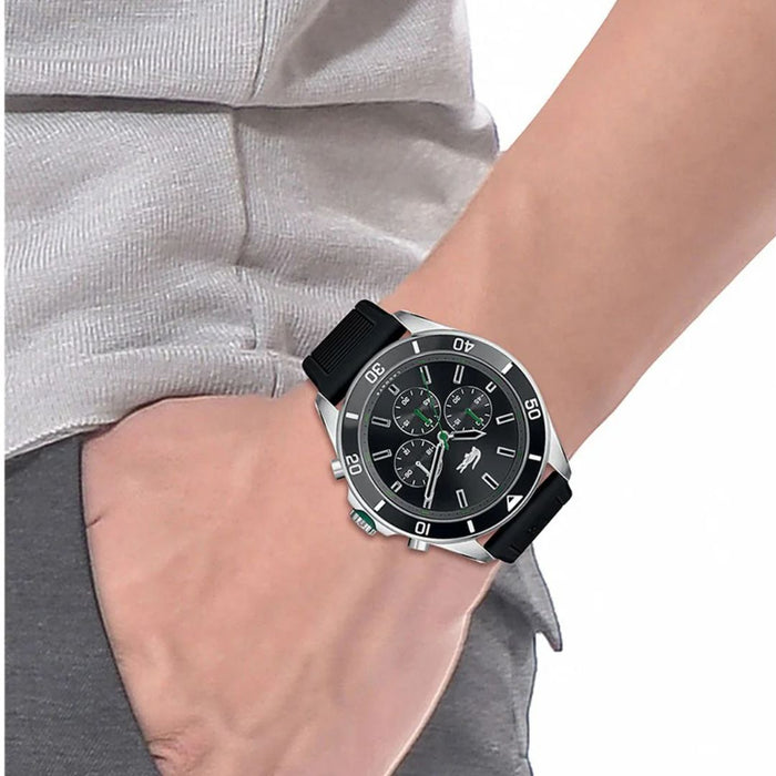 Lacoste Men's Capbreton Black Chronograph Silicone Watch - 2011152 - Authentic