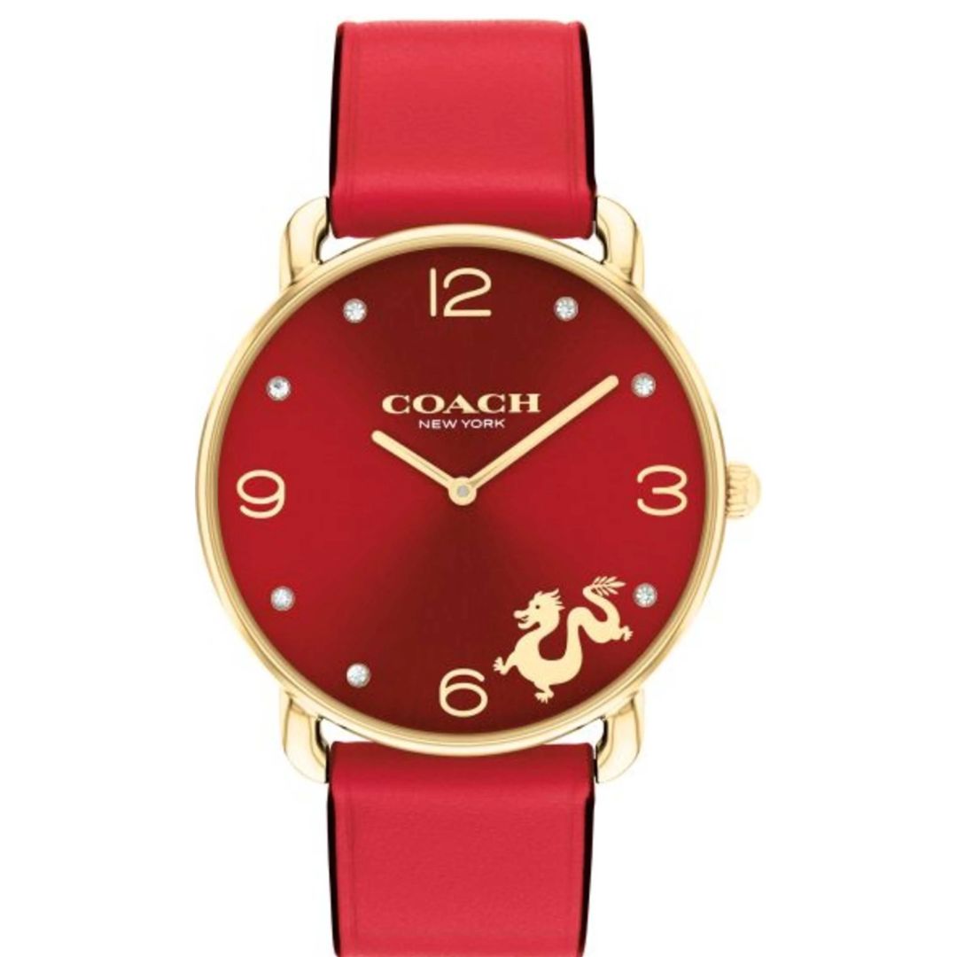 Coach Women’s Classic Watch – Red Dial, Gold Case, Red Leather Strap 1 ...