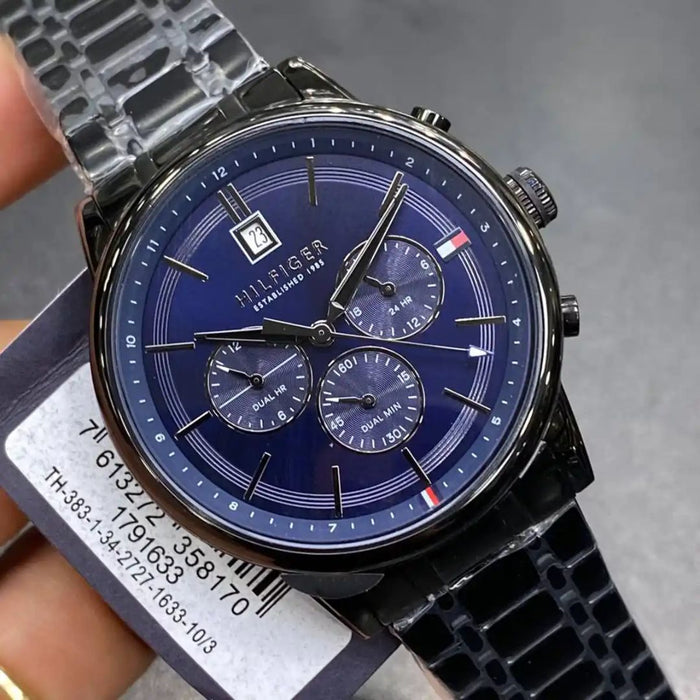 Tommy Hilfiger Men’s Multi-Function Black & Blue Stainless Steel Watch 1791633 - Authentic