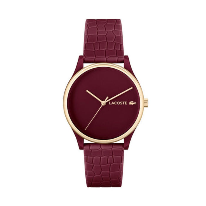Lacoste Moon Ladies Burgundy Silicone Strap Watch 2001283 - Authentic
