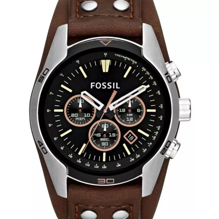 Fossil Coachman Chronograph Black Dial Brown Leather Men’s Watch - CH2891 - Authentic