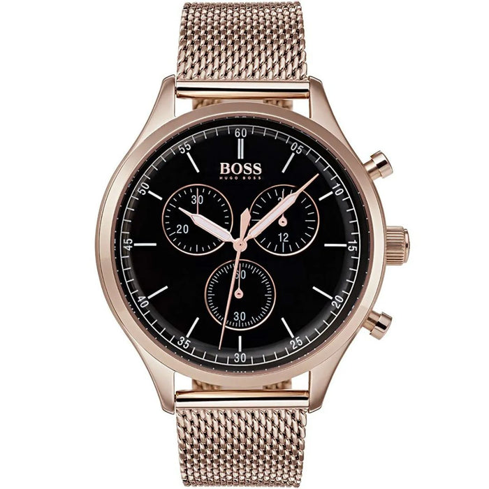 Hugo Boss Rose Gold Mesh Chronograph Men's Watch 1513548 - Authentic