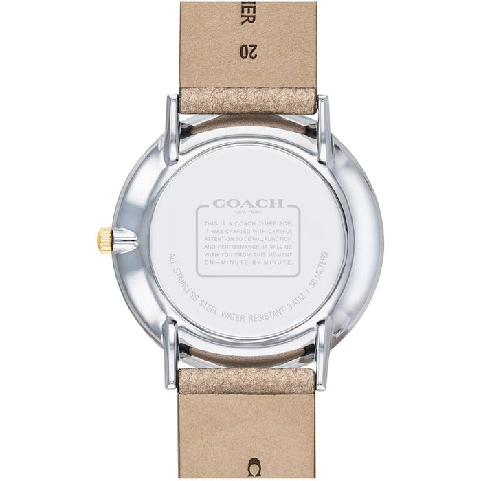 Coach Silver Case Leather Strap Watch – White Dial Quartz Timepiece 14503157 - Authentic