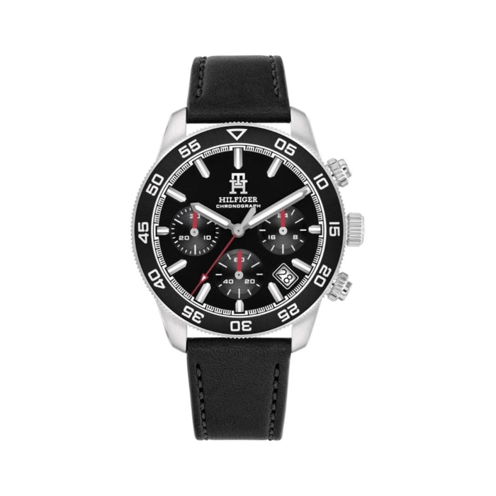 Tommy Hilfiger Chronograph – Black Dial with Black Leather Strap 1792162 - Authentic