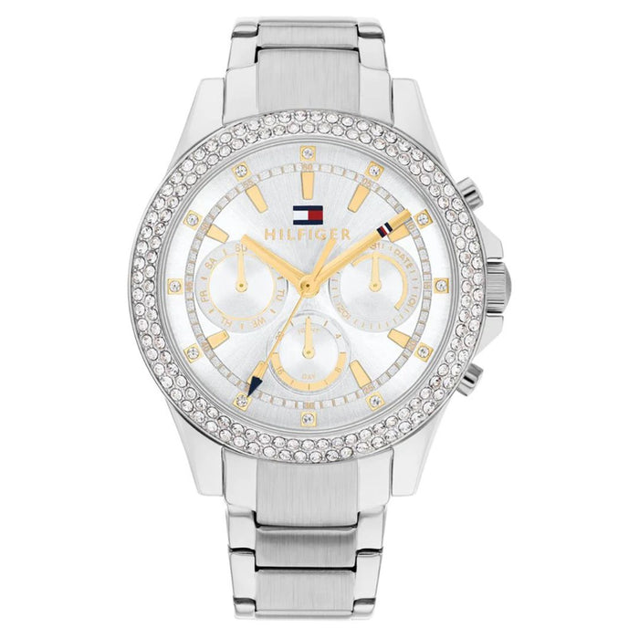 Tommy Hilfiger Women’s Silver Chronograph Watch with Double Crystal Bezel 1782677 - Authentic