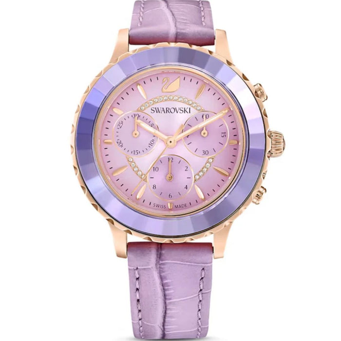 Swarovski Women’s Rose Gold Lilac Chronograph Watch – Swiss Made 5632263 - Authentic