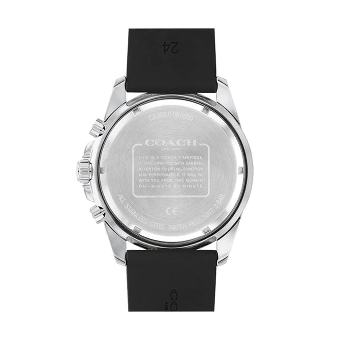 Coach Chronograph Watch – Black Dial & Black Silicone Strap 14602565 - Authentic