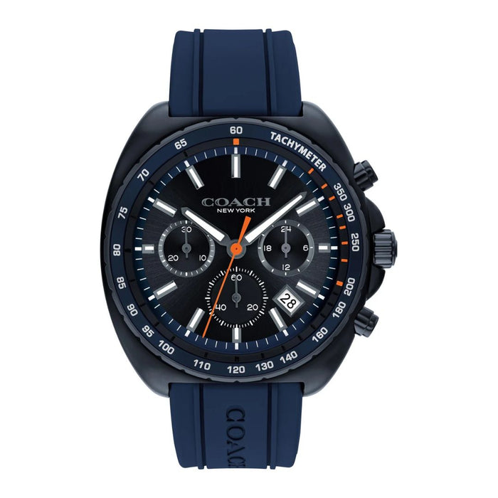 Coach Men’s Chronograph Watch – Navy Silicone Strap, Black Dial 14602706 - Authentic