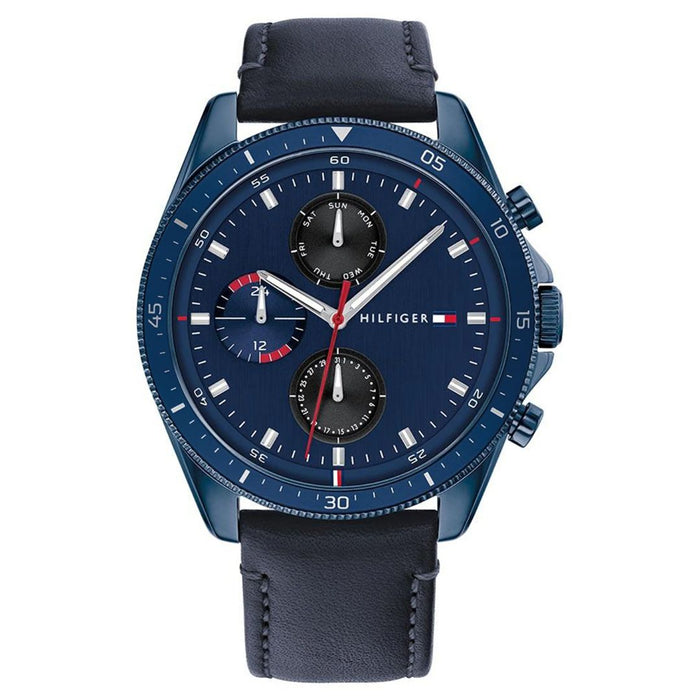 Tommy Hilfiger Men’s Blue Chronograph Watch with Leather Strap 1791839 - Authentic
