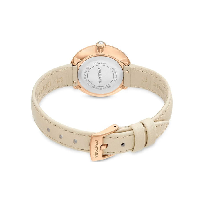 Swarovski Ladies Watch – Rose Gold Case with Crystal Bezel & Beige Leather Strap 5672968 - Authentic