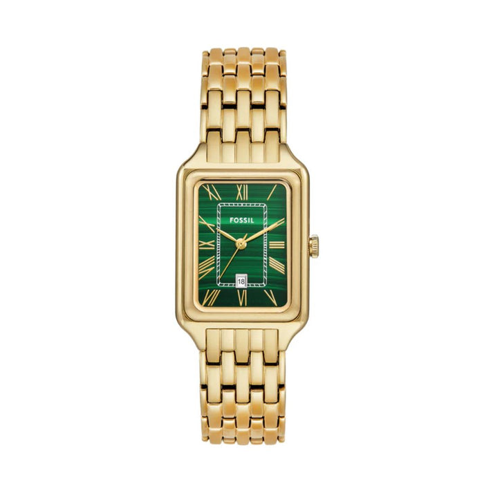 Fossil Carlie Mini Rectangular Gold-Tone Green Dial Women’s Watch - ES5341 - Authentic