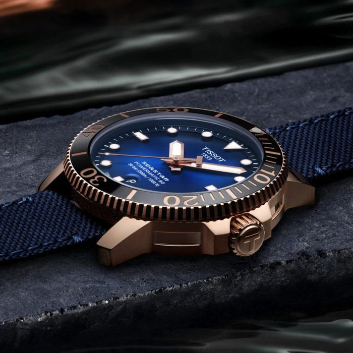 Tissot Seastar 1000 Powermatic 80 Rose Gold & Blue Dial Watch t120.407.37.041.00 - Swiss Factory