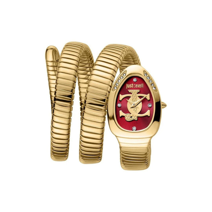 Just Cavalli Serpente Red Dial Gold Women’s Watch JC1L228M0045 - Authentic