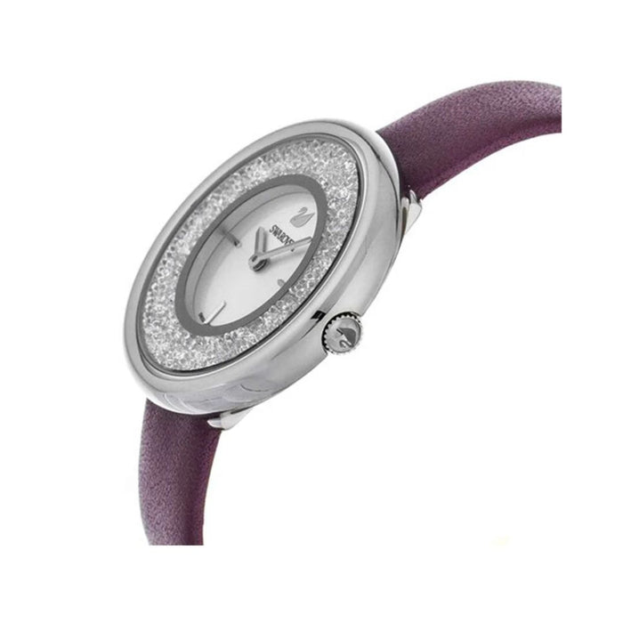 Swarovski Crystalline Aura White Dial Purple Leather Watch - 5295355 - Authentic