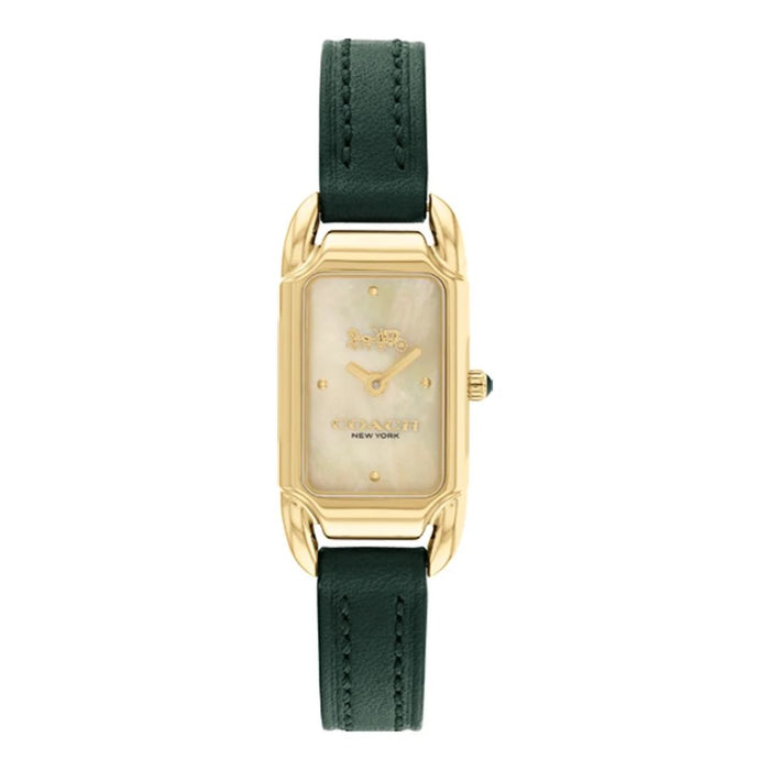 Coach New York Gold Rectangular Women’s Watch – Green Leather Strap 14504350 - Authentic