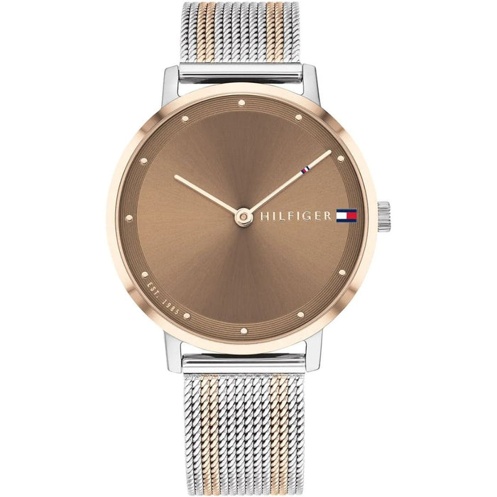 Tommy Hilfiger Two-Tone Mesh Coffee Dial Watch for Women 1782152 - Authentic