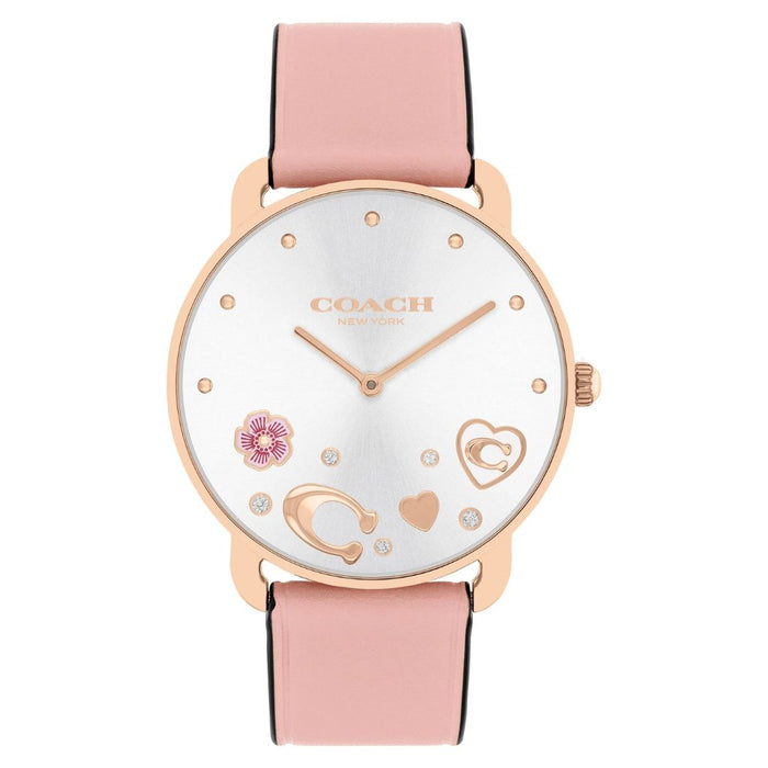Coach Women’s Rose Gold Floral Dial Watch – Pink Leather Strap 14504295 - Authentic