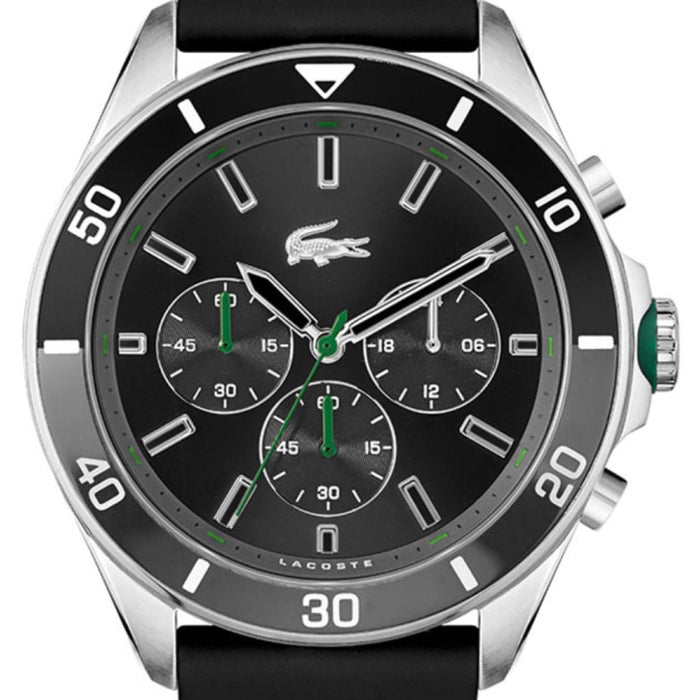Lacoste Men's Capbreton Black Chronograph Silicone Watch - 2011152 - Authentic