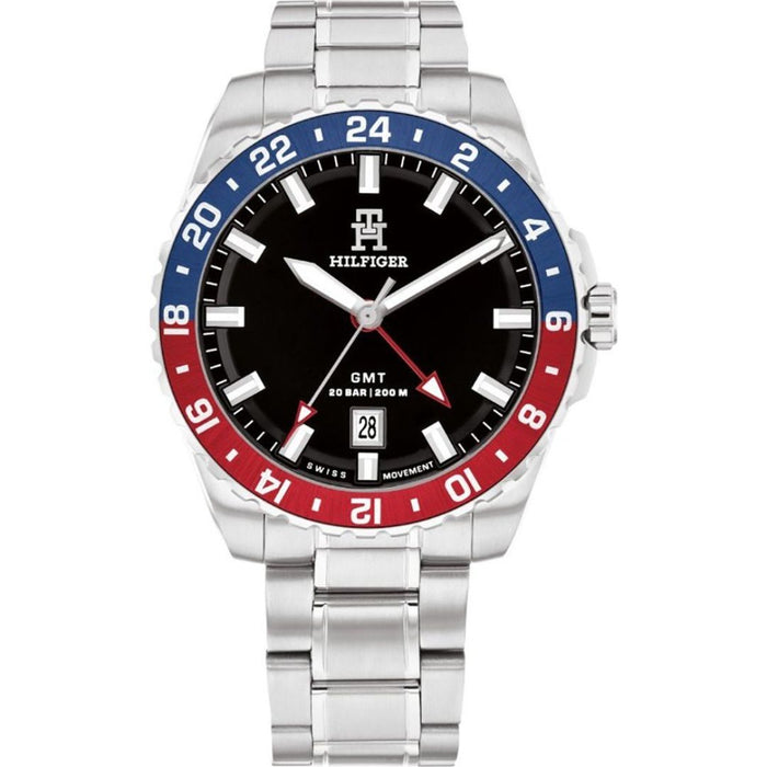Tommy Hilfiger GMT – Silver Stainless Steel with Black Dial 1792131 - Authentic