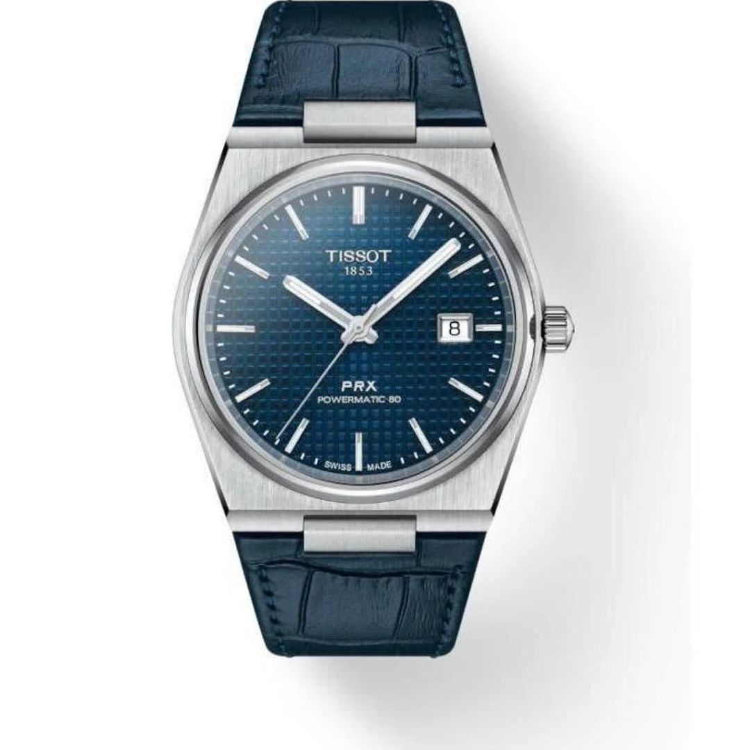 Tissot PRX Powermatic 80 Blue Dial Automatic – Leather Strap Edition T ...
