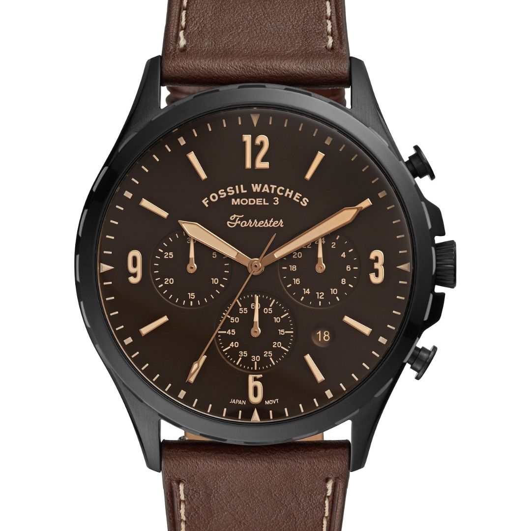 Fossil Forrester Chronograph Brown Leather Men’s Watch FS5608 - Authen ...