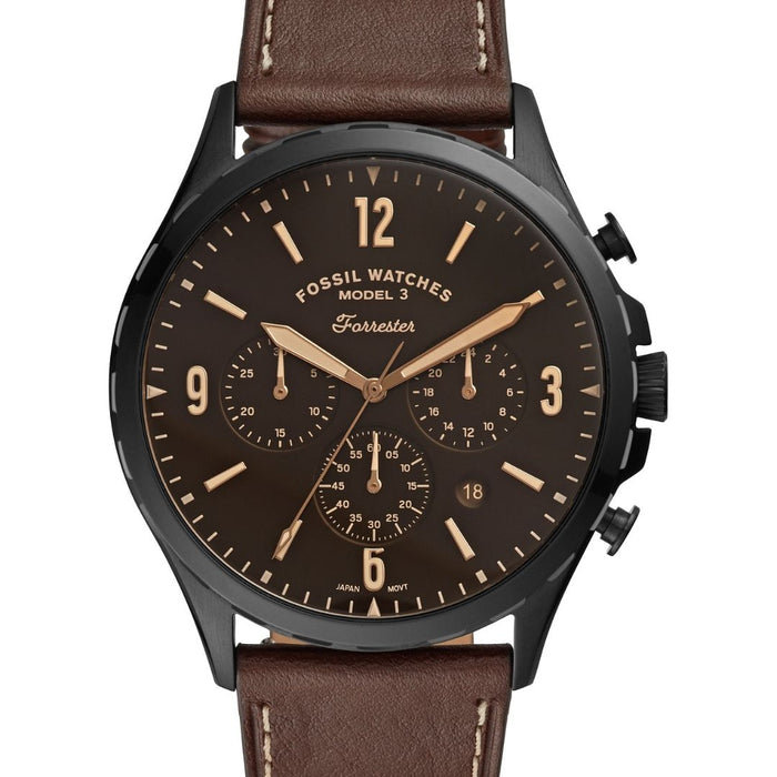 Fossil Forrester Chronograph Brown Leather Men’s Watch FS5608 - Authentic