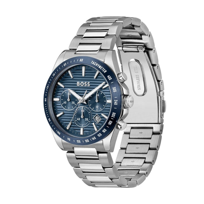 Hugo Boss Blue Dial Chronograph Men’s Watch - Tachymeter - 1514240 - Authentic