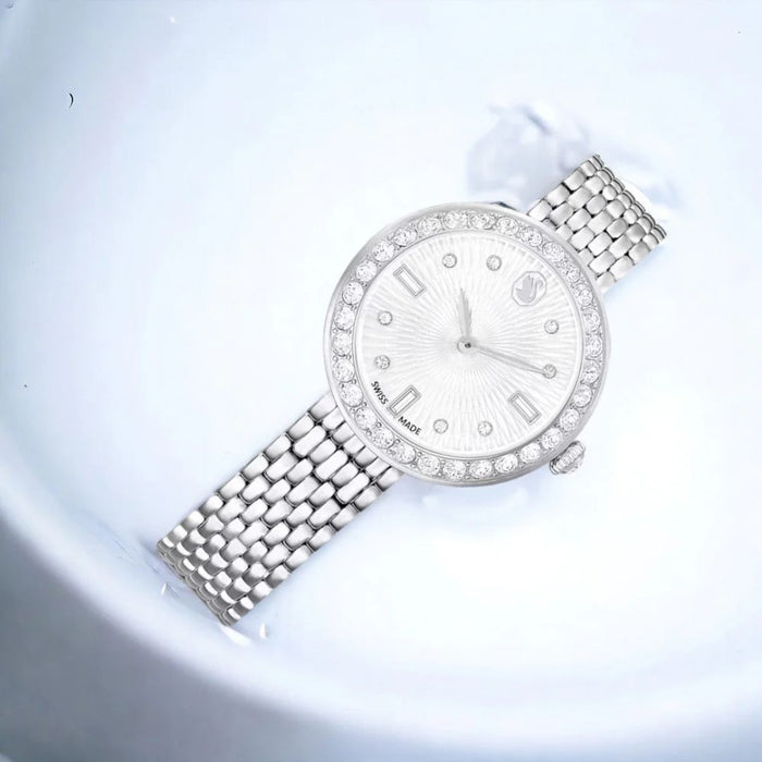 Swarovski Ladies Swiss Made Crystal Bezel Watch – Stainless Steel Bracelet 5673022 - Authentic