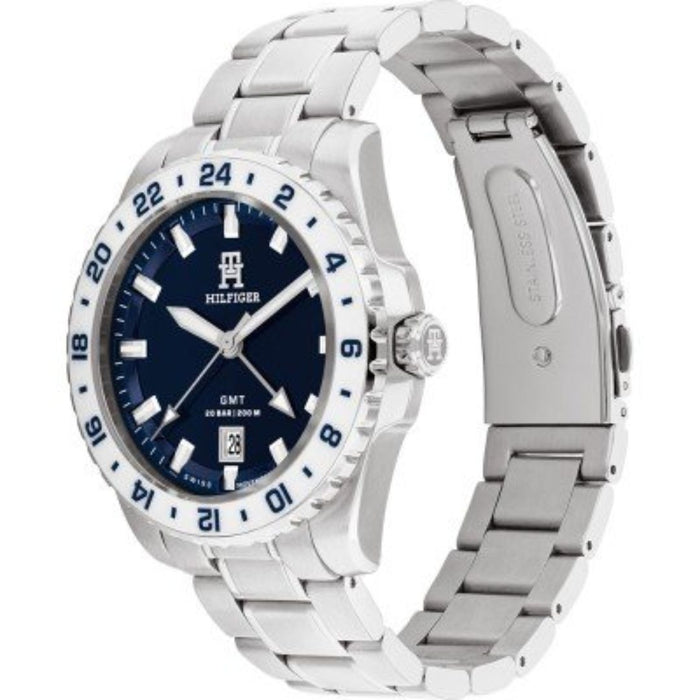 Tommy Hilfiger GMT – Silver Stainless Steel with Blue Dial 1792132 - Authentic