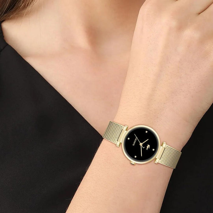 Lacoste Women’s Gold Mesh Strap Watch – Black Dial 2001336 - Authentic