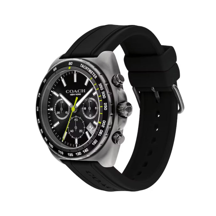 Coach Men’s Chronograph Watch – Black Dial, Black Rubber Strap 14602709 - Authentic