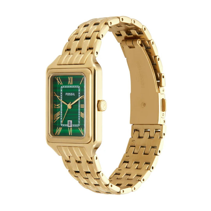 Fossil Carlie Mini Rectangular Gold-Tone Green Dial Women’s Watch - ES5341 - Authentic