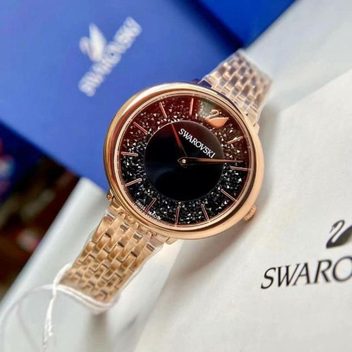 Swarovski Crystalline Aura Watch – Rose Gold Tone with Black Crystal Dial 5544587 - Authentic