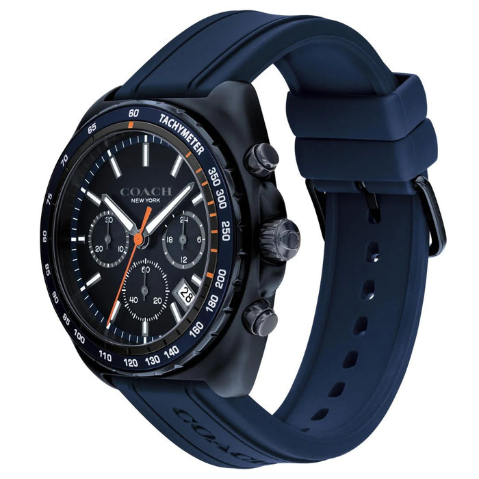 Coach Men’s Chronograph Watch – Navy Silicone Strap, Black Dial 14602706 - Authentic