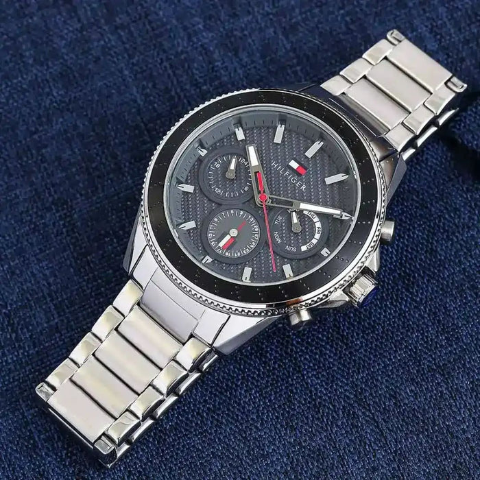 Tommy Hilfiger Men’s Chronograph Watch with Black Textured Dial 1791857 - Authentic