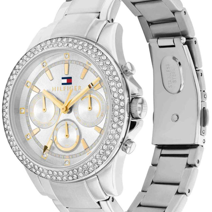 Tommy Hilfiger Women’s Silver Chronograph Watch with Double Crystal Bezel 1782677 - Authentic