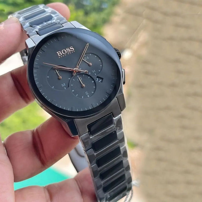 Hugo Boss Chronograph Watch – Black Dial / Gold Markers 1513814 - Authentic