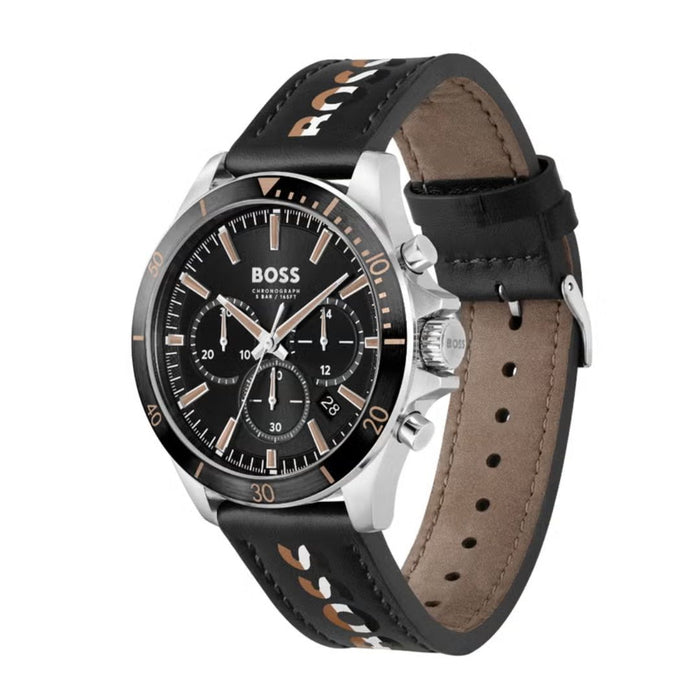 Hugo Boss Men’s Chronograph Watch – Black Dial / Logo Strap 1514121 - Authentic
