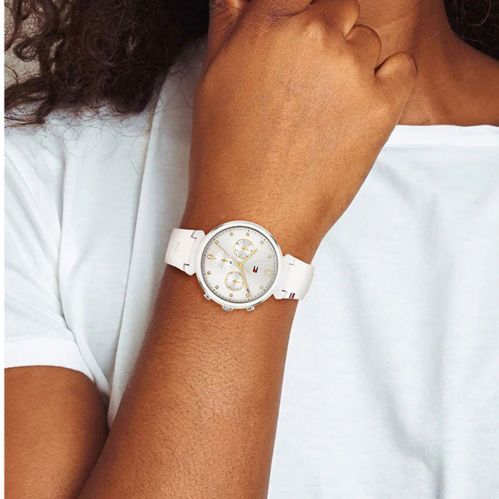 Tommy Hilfiger White Chronograph Watch – Gold Details 1782342 - Authentic