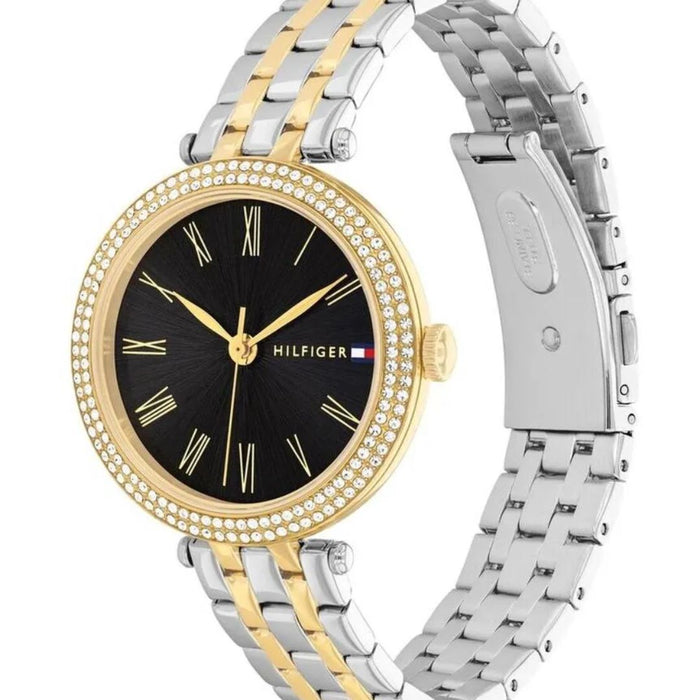 1782023 Tommy Hilfiger Women’s Two-Tone Black Dial Crystal Bezel Watch 1782720 ...
