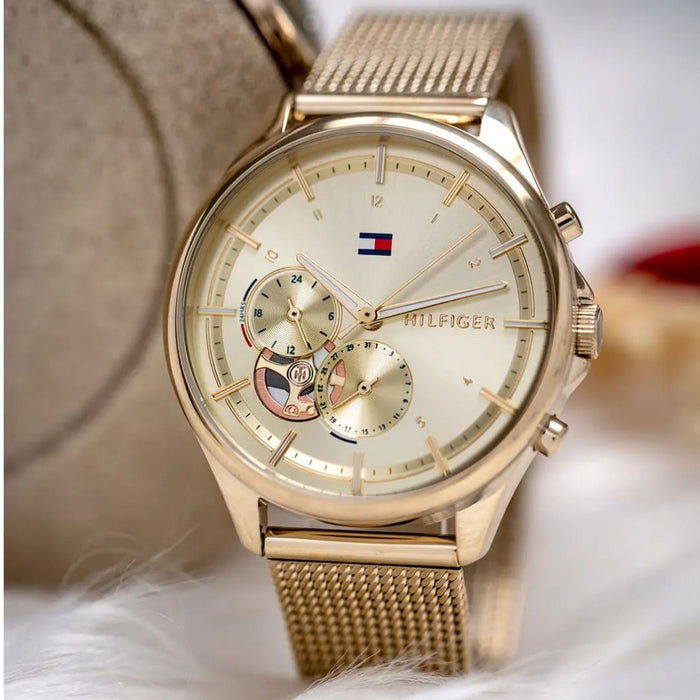 Tommy Hilfiger Gold Mesh Multifunction  1782417 - Authentic