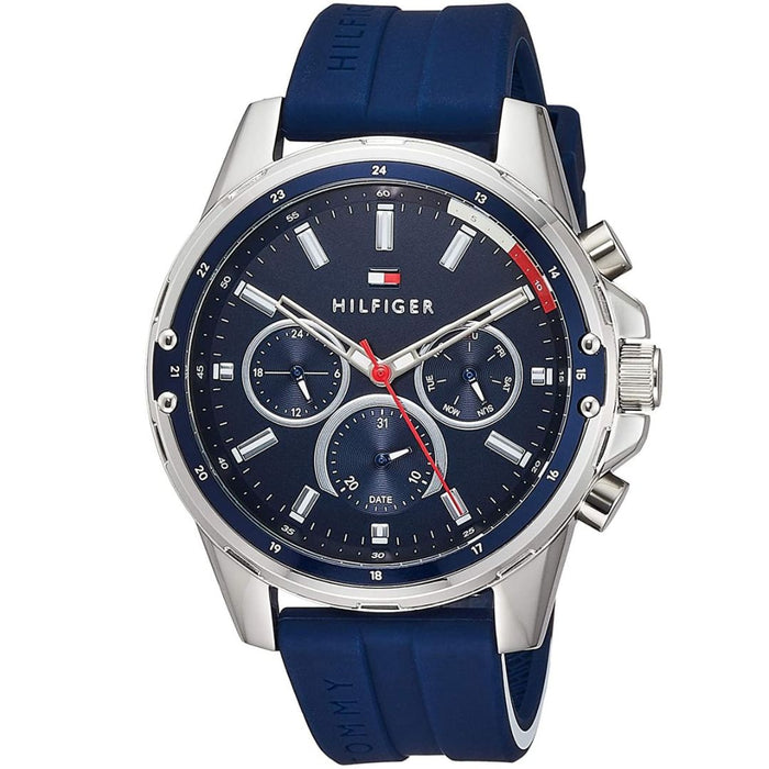 Tommy Hilfiger Men’s Blue Chronograph with Blue Silicone Strap 1791791 - Authentic