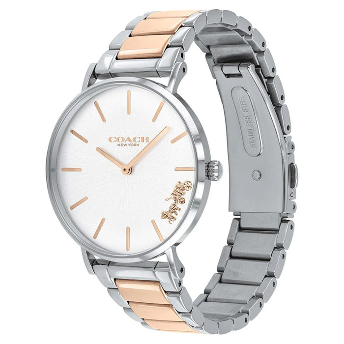 Coach Two-Tone Stainless Steel Watch – Silver Dial with Rose Gold Accents 14503346 - Authentic