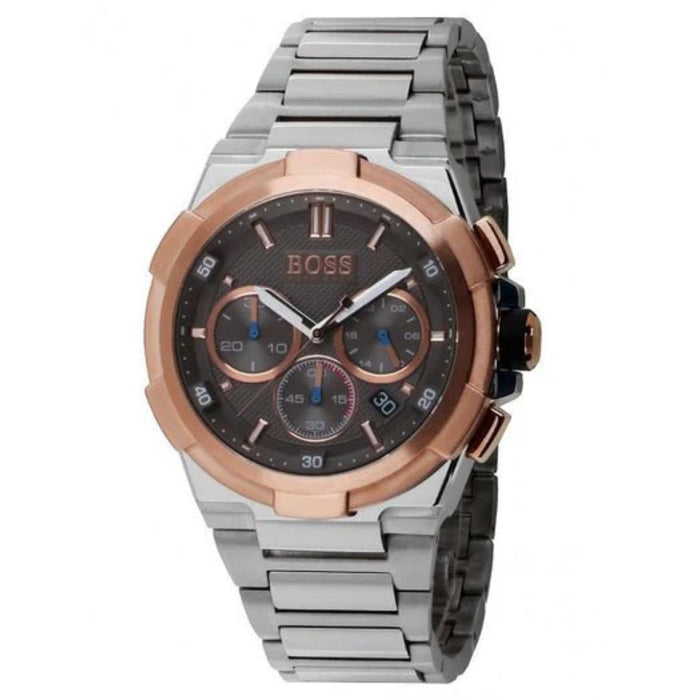 Hugo Boss Men's Chronograph – Silver & Rose Gold Tone 1513362 - Authentic