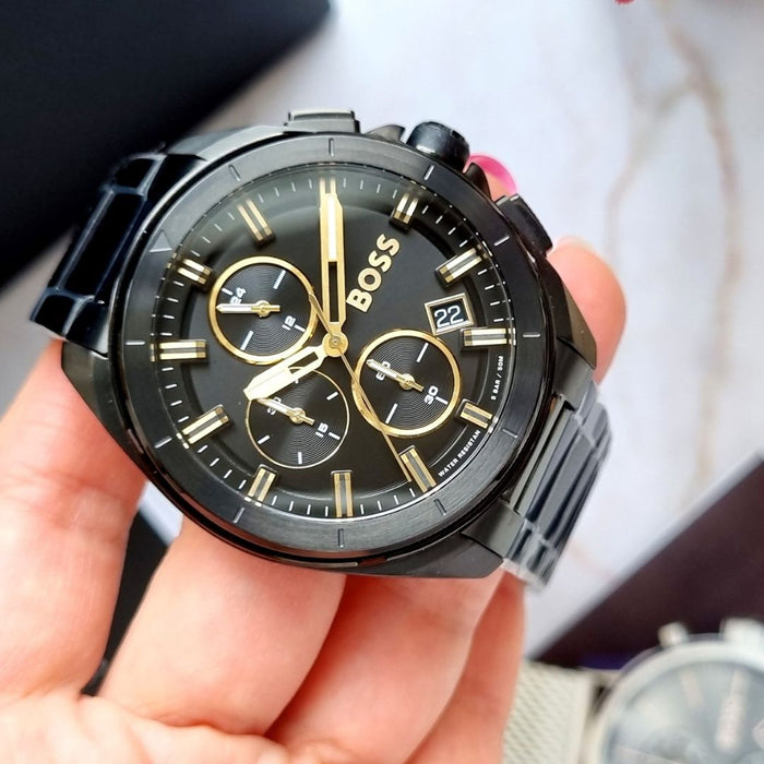 Hugo Boss Velocity Chronograph – Black & Gold Stainless Steel 1513950 - Authentic