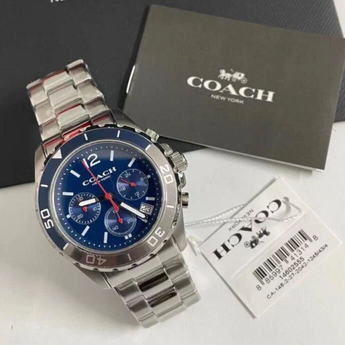 Coach Men’s Chronograph Watch – Blue Dial Stainless Steel Bracelet 14602555 - Authentic