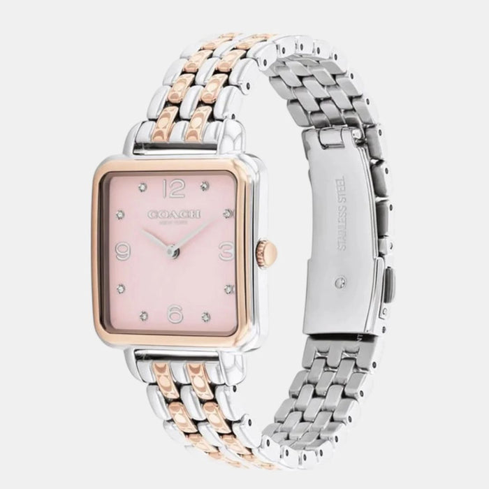 Coach New York Two-Tone Square Women’s Watch – Blush Pink Dial 14504497 - Authentic