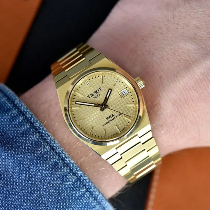 Tissot PRX Powermatic 80 – Full Gold 35MM (Automatic) t137.207.33.021.00 - Swiss Factory