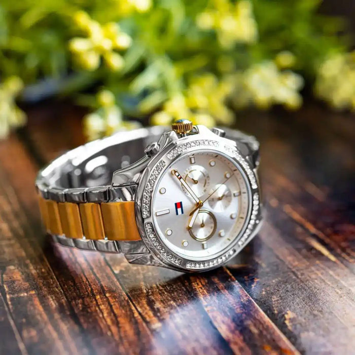 Tommy Hilfiger Two-Tone Chronograph Watch with Crystal Bezel 1782615 - Authentic